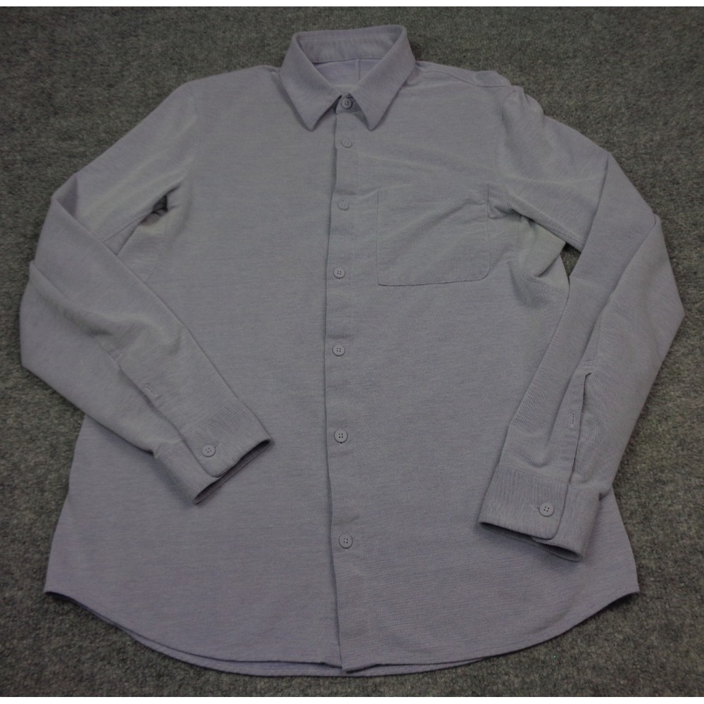 Lululemon Commission Shirt Mens M Blue Button Up Long Sleeve Stretch Casual